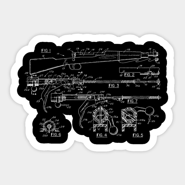 Toy Rifle Vintage Patent Hand Drawing Sticker by TheYoungDesigns